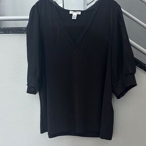 Calvin Klein Black V-Neck Chiffon Sleeve Top size XL